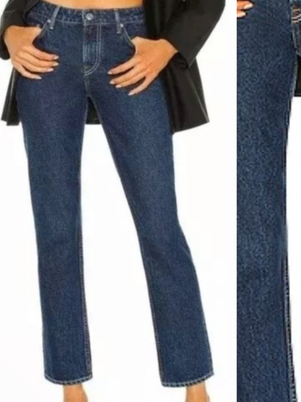 Grlfrnd Denim Dark Wash Low Rise Straight Leg Jeans